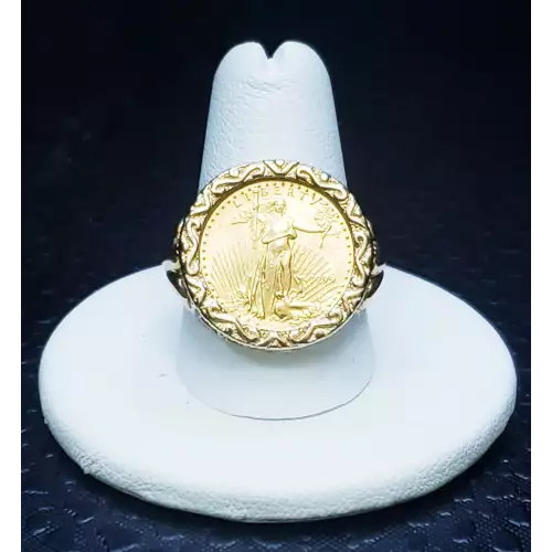 1999 1/10 oz. American Gold Eagle in Gold Fleur de Lis Ring B1-2 (4)