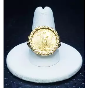 1999 1/10 oz. American Gold Eagle in Gold Fleur de Lis Ring B1-2 (4)