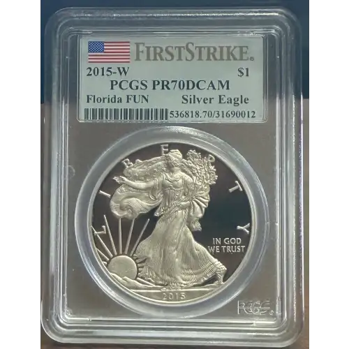 2015-W $1 Silver Eagle Florida FUN First Strike, DCAM