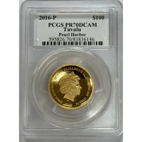 2016 Tuvalu Pearl Harbor 1 oz Gold Coin PR70 DCAM