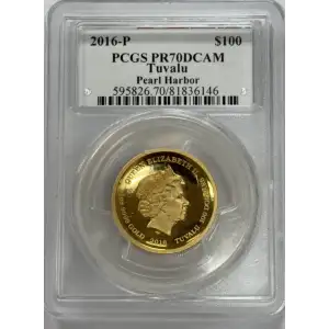 2016 Tuvalu Pearl Harbor 1 oz Gold Coin PR70 DCAM
