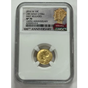 2016-W Mercury Dime 10C PCGS SP70 100th Anniversary First Releases 