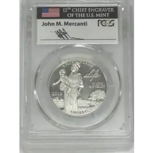 2018-W $100 Platinum Eagle - Life First Day of Issue Mercanti Signature, DCAM (2)