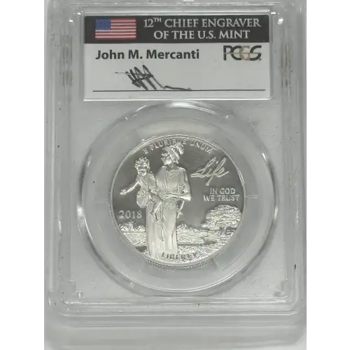 2018-W $100 Platinum Eagle - Life First Day of Issue Mercanti Signature, DCAM (2)