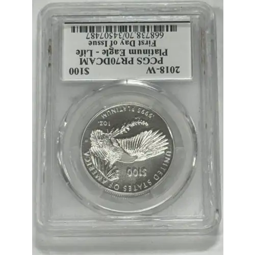 2018-W $100 Platinum Eagle - Life First Day of Issue Mercanti Signature, DCAM