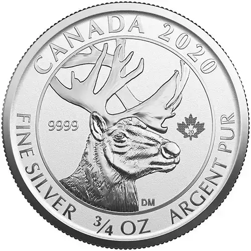 2020 3/4 Canadian Silver Woodland Caribou Reverse Proof Coin