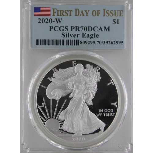 2020-W $1 Silver Eagle First Day of Issue, DCAM