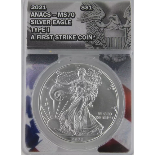 2021 ANACS - MS70 Silver Eagle Type 1 A First Strike Coin*

NOTE: Serial Number may vary from pictured. (2)