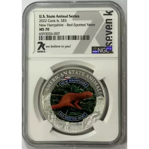 2022 Cook Isl US State Animal Series New Hampshire Red-Spotted Newt NGC MS70 7K