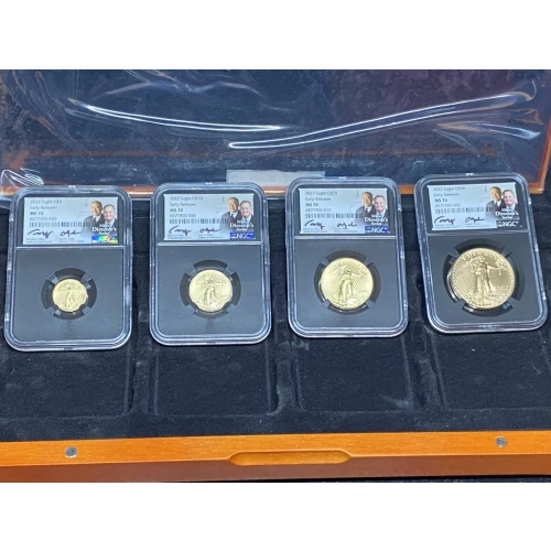 2022 - Four Coin Set - 1/10, 1/4, 1/2, 1 oz Gold Eagles - MS 70 1.85 ozt
mint director's series- moy/ryder signature (4)