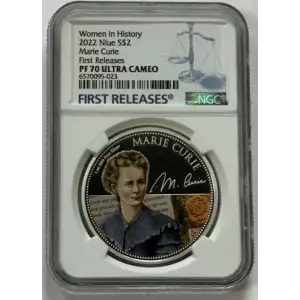 2022 Women In History Marie Curie 1oz .999 Silver NGC PF70 UCAM First Releases 