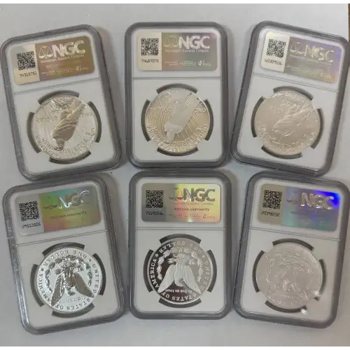 2023 $1 Morgan and Peace Dollar 6-Coin Set NGC P-S MS/PF 70 FDOI