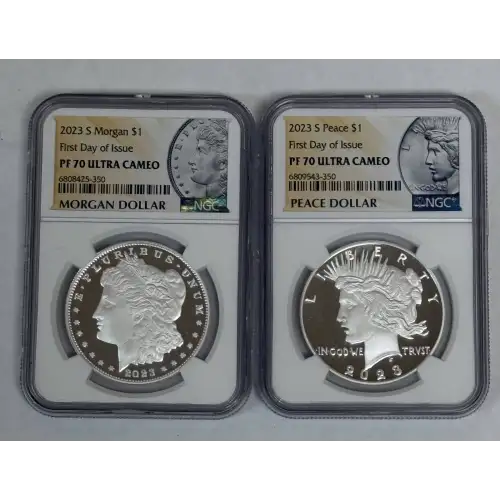 2023 $1 Morgan and Peace Dollar 6-Coin Set NGC P-S MS/PF 70 FDOI