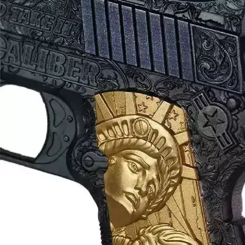 2024 Chad .45 Caliber Pistol Shaped Black & Gold 2 oz Silver Coin  (5)