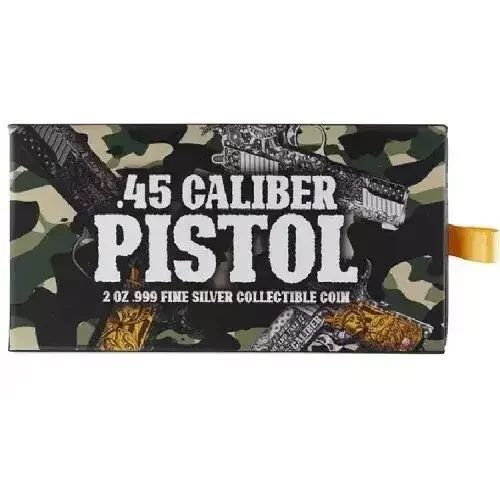 2024 Chad .45 Caliber Pistol Shaped Black & Gold 2 oz Silver Coin  (4)