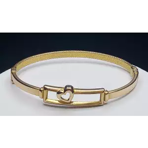 21K Yellow Gold Ladies Heart In a Box Love Bangle Bracelet S10BO3-1 (4)