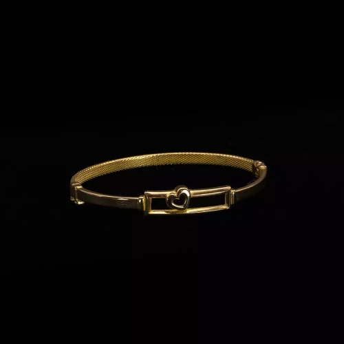 21K Yellow Gold Ladies Heart In a Box Love Bangle Bracelet S10BO3-1