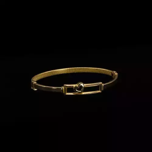 21K Yellow Gold Ladies Heart In a Box Love Bangle Bracelet S10BO3-1