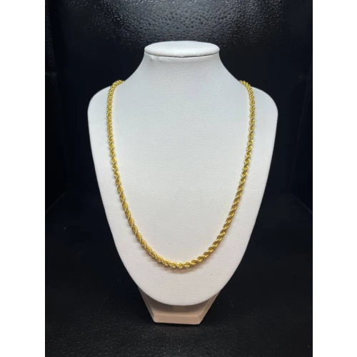 21K Yellow Gold Rich Color Rope Chain 3.75mm 19.5