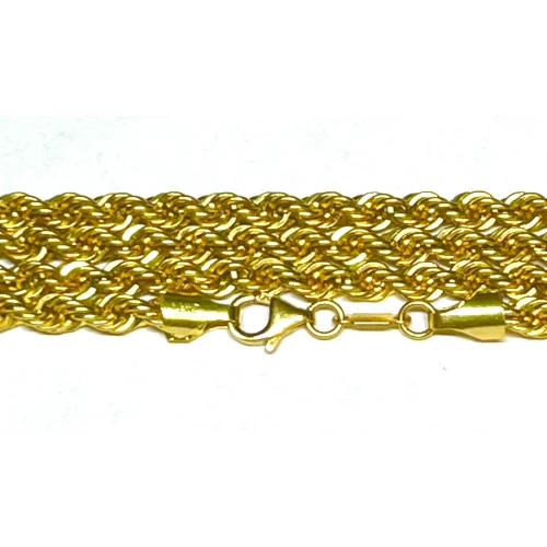 21K Yellow Gold Rich Color Rope Chain 3.75mm 19.5