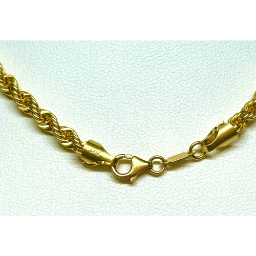 21K Yellow Gold Rich Color Rope Chain 3.75mm 19.5