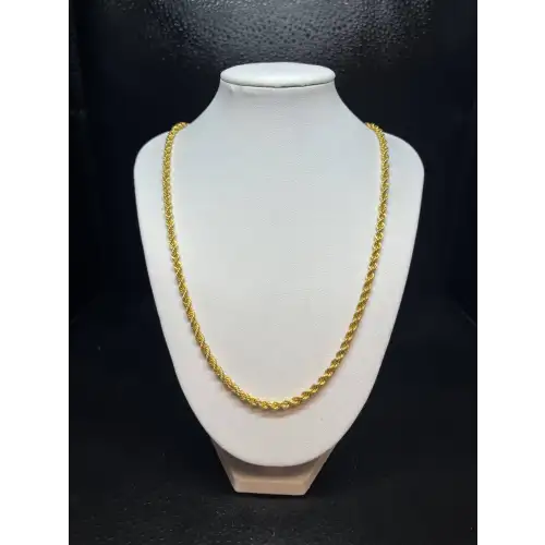 21K Yellow Gold Rich Color Rope Chain 3.75mm 19.5
