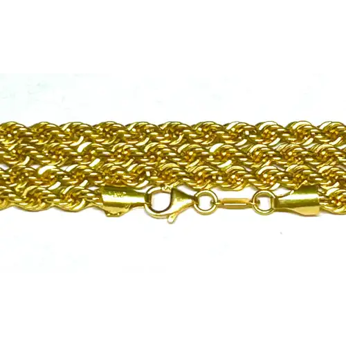 21K Yellow Gold Rich Color Rope Chain 3.75mm 19.5