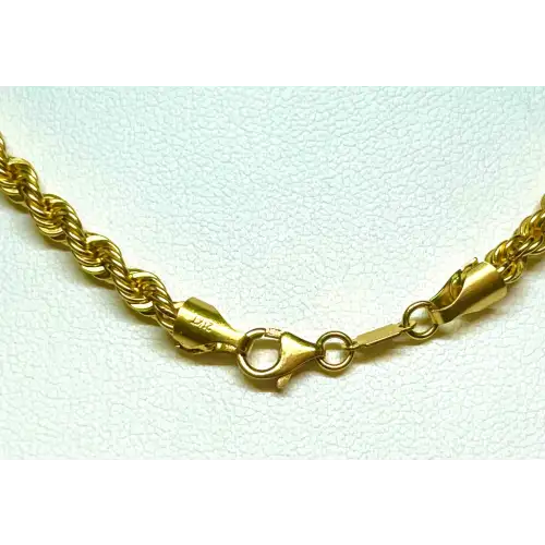 21K Yellow Gold Rich Color Rope Chain 3.75mm 19.5
