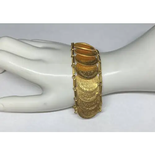 22K Gold Ladies Turkey 100 Kurush Gold Coin (AH1327-[1925]) Bracelet Authentic Hand-Made (O.B.O)B16-3 (3)