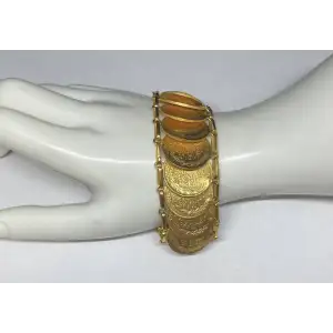 22K Gold Ladies Turkey 100 Kurush Gold Coin (AH1327-[1925]) Bracelet Authentic Hand-Made (O.B.O)B16-3 (3)
