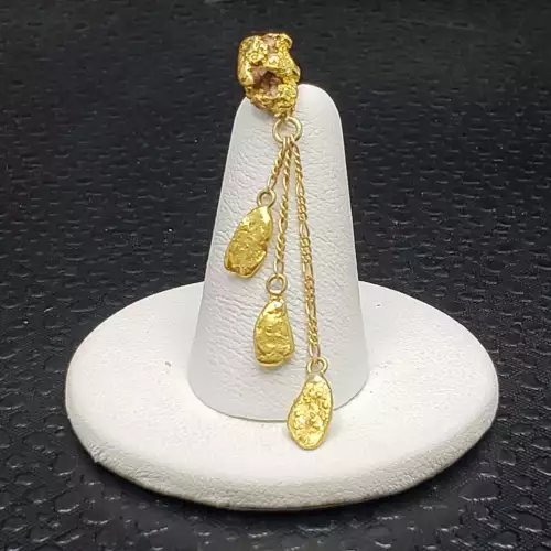 22K Yellow Gold Natural Placer Nugget Dangle/Drop Earrings B11-2 (5)