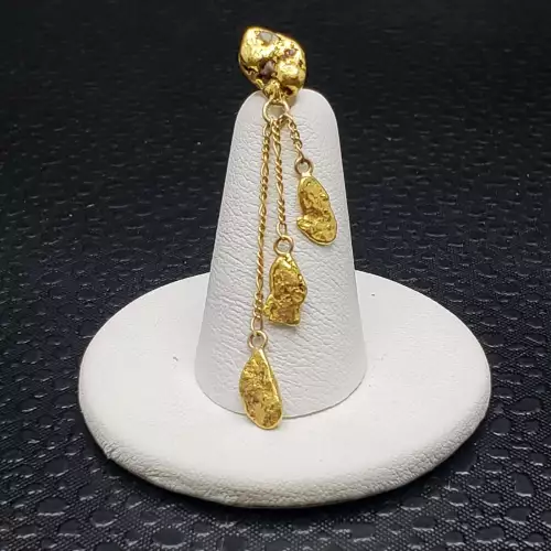 22K Yellow Gold Natural Placer Nugget Dangle/Drop Earrings B11-2 (5)