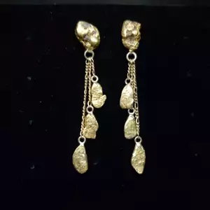 22K Yellow Gold Natural Placer Nugget Dangle/Drop Earrings S10BO11-2
