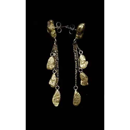 22K Yellow Gold Natural Placer Nugget Dangle/Drop Earrings S10BO11-2 (2)