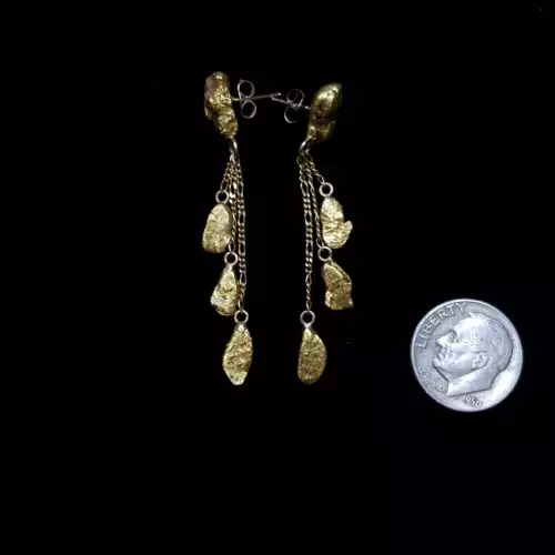 22K Yellow Gold Natural Placer Nugget Dangle/Drop Earrings S10BO11-2 (3)