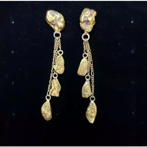 22K Yellow Gold Natural Placer Nugget Dangle/Drop Earrings S10BO11-2 (4)