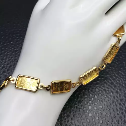 24/21K Yellow Gold Bracelet w/ 6 x 1g Suisse .999 Gold Bars, 6.5