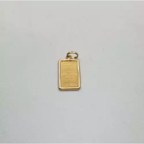 24K Gold Bar Pendant – 1 Gram 24K Set In Gold Bezel – 1.2g Total Weight -B4-4