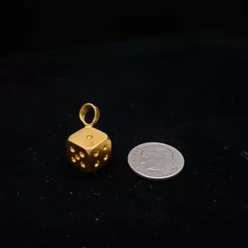 24K Yellow Gold MENE Dice Pendant Wearable Bullion S10BO10-3   (2)