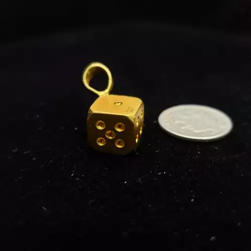 24K Yellow Gold MENE Dice Pendant Wearable Bullion S10BO10-3   (4)