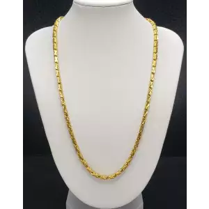  24k Yellow Gold Thai Baht X Bar Link Necklace B5-3