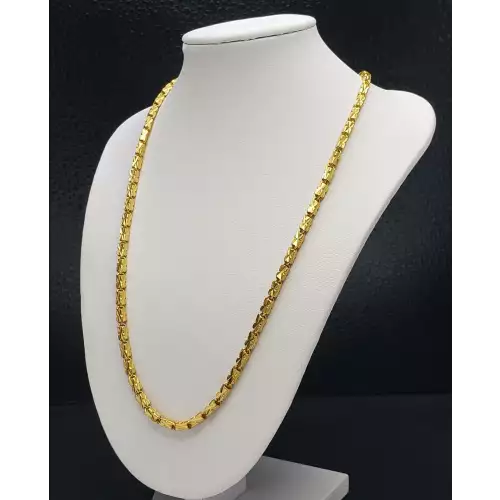  24k Yellow Gold Thai Baht X Bar Link Necklace B5-3 (2)