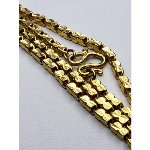  24k Yellow Gold Thai Baht X Bar Link Necklace B5-3 (3)