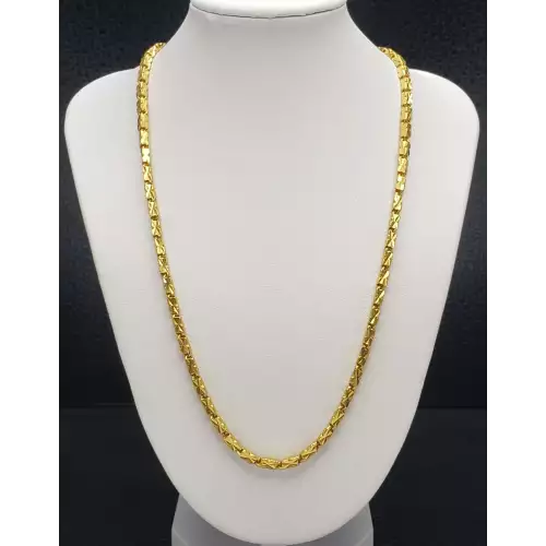  24k Yellow Gold Thai Baht X Bar Link Necklace B5-3