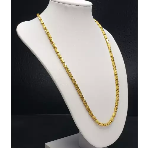  24k Yellow Gold Thai Baht X Bar Link Necklace B5-3 (4)