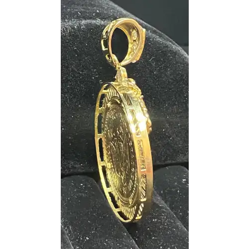 50 Peso Gold Mexico Centenario Set in 14K YG Bezel w/ Scorpions 6-2