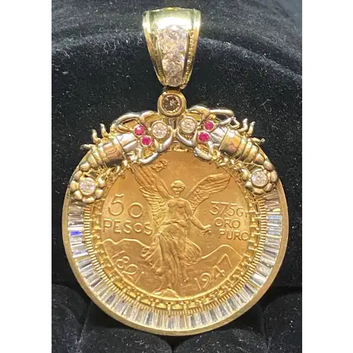 50 Peso Gold Mexico Centenario Set in 14K YG Bezel w/ Scorpions 6-2 (3)