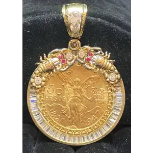 50 Peso Gold Mexico Centenario Set in 14K YG Bezel w/ Scorpions 6-2 (3)