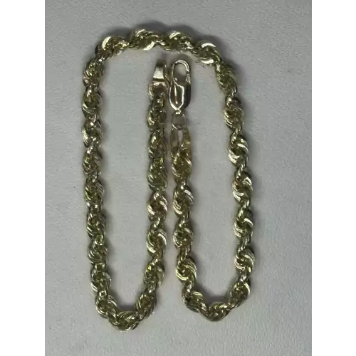 Authentic 14K Yellow Gold Mens Rope Style Bracelet - 3.75MM, 8.5