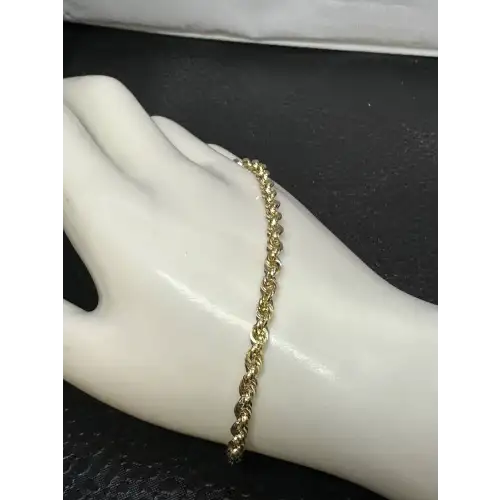 Authentic 14K Yellow Gold Mens Rope Style Bracelet - 3.75MM, 8.5